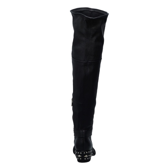 AS98 | LEATHER STUDDED OVER THE KNEE BLACK "LILLIAN" BOOT - Picture 4 of 7
